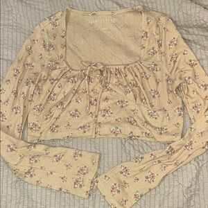 Aeropostale Beige Floral Long Sleeve Top